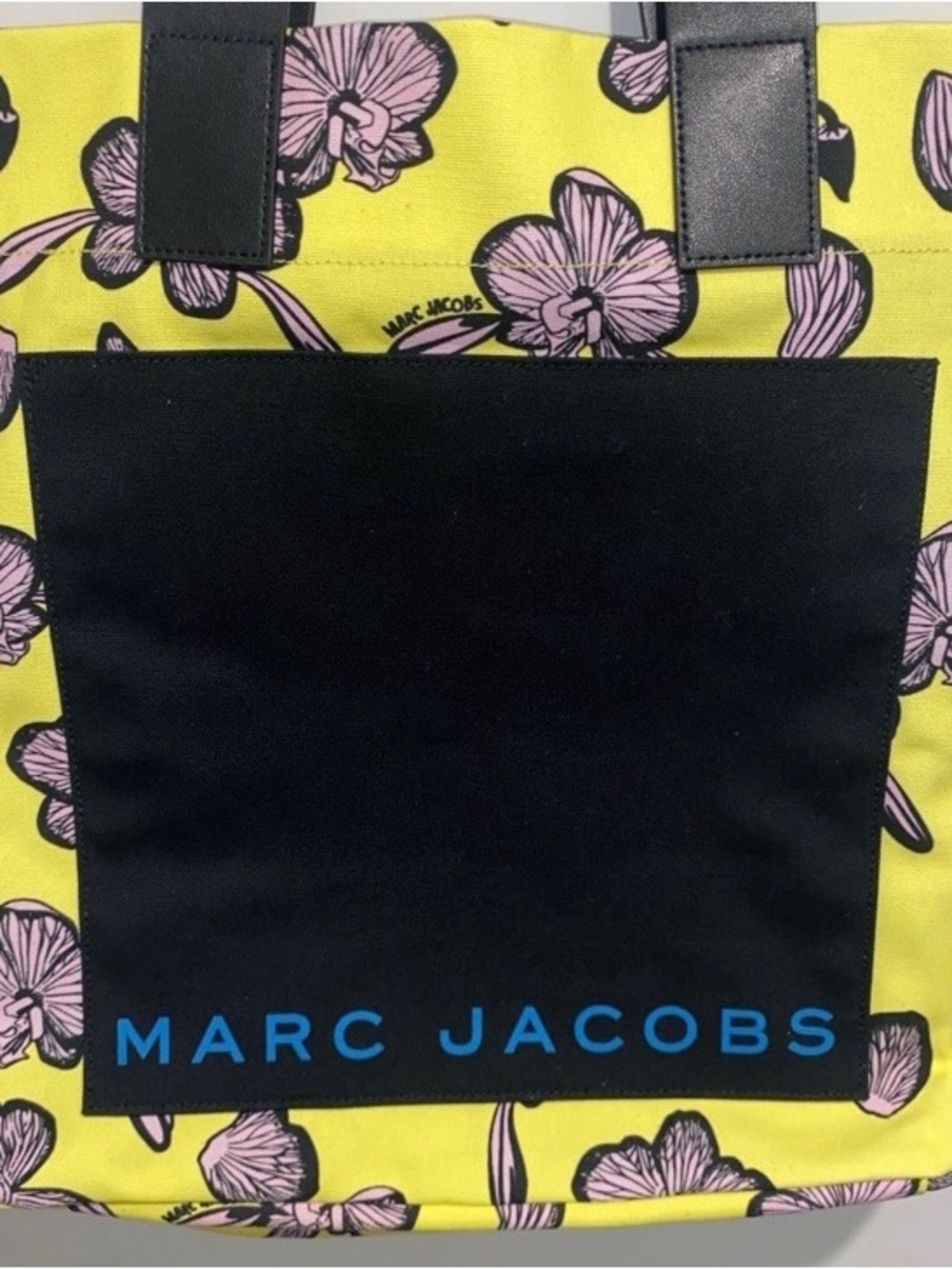 Marc Jacobs Yellow Floral Tote Bag with Black Front Pocket - Picture 3 of 6